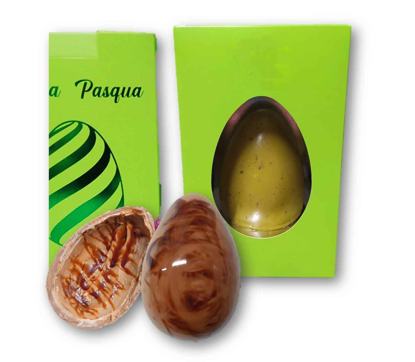 Uovo farcito Affogato al Pistacchio o Caramello salato. 700 GRAMMI