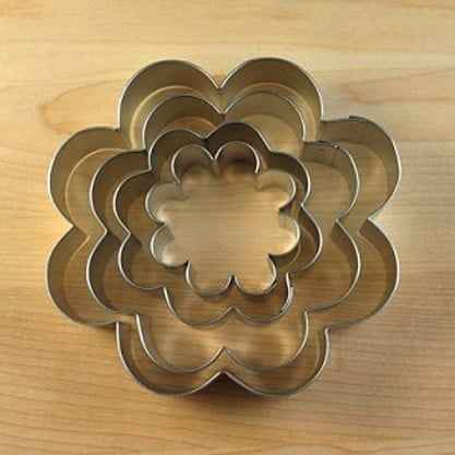 Fiore. Set di 4 Sagome inox lisce stampo Coppapasta.