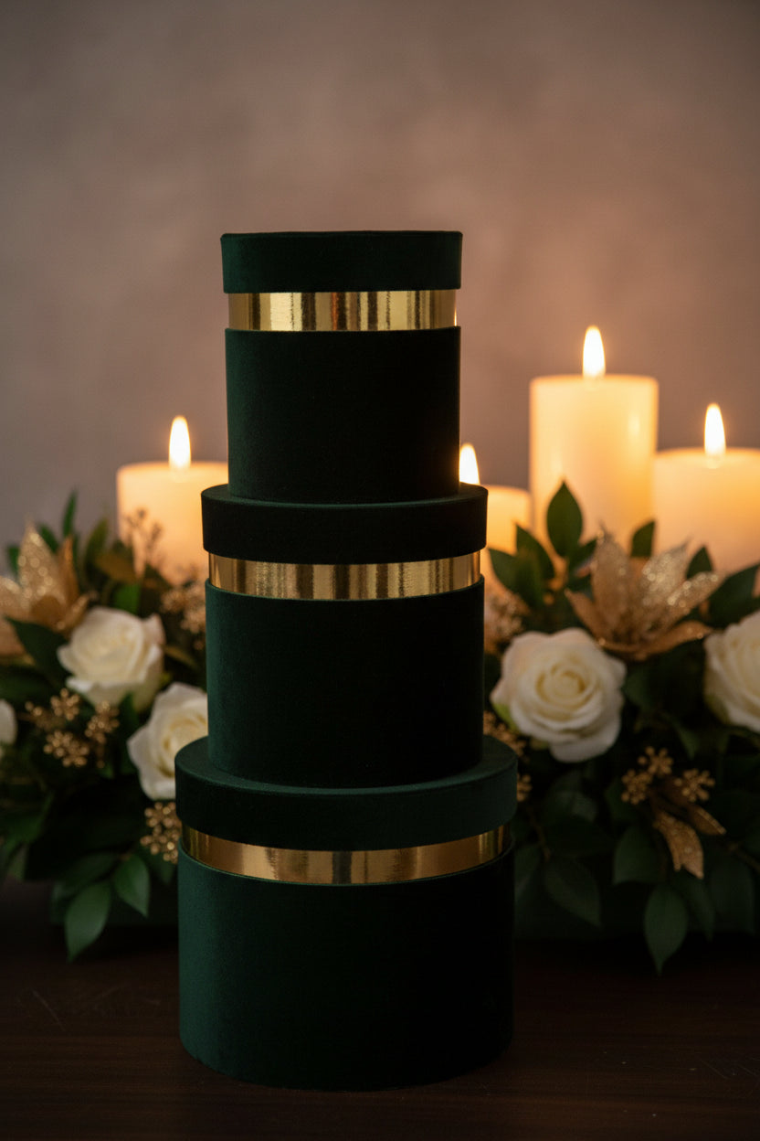 scatole tonde color oro effetto legno – set composto da 2 scatole in 2 diverse dimensioni