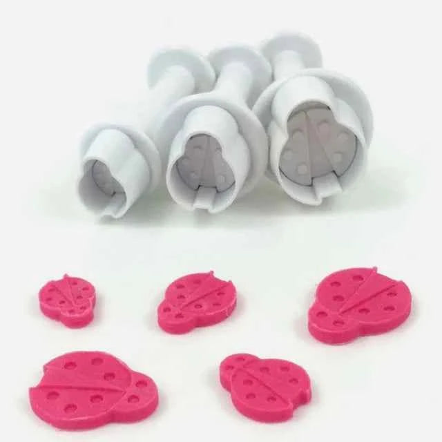 Coccinelle. Set 3 Mini stampi ad espulsione. Originale Dekofee