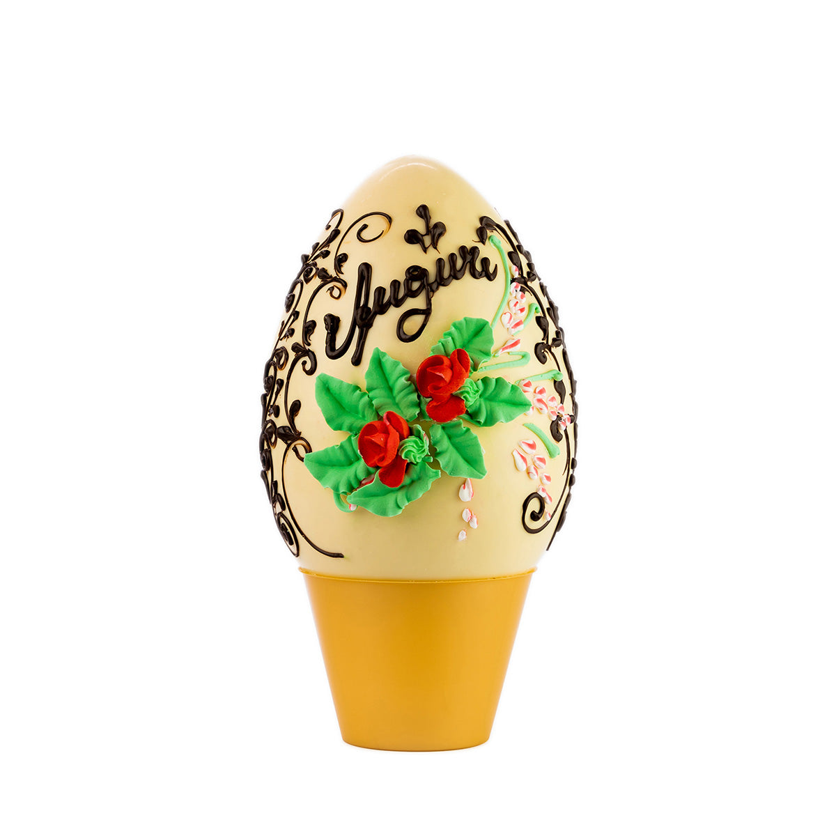 Uovo di Cioccolato Bianco decorato a mano. WORLD PRODUCTS SHOP.500 grammi