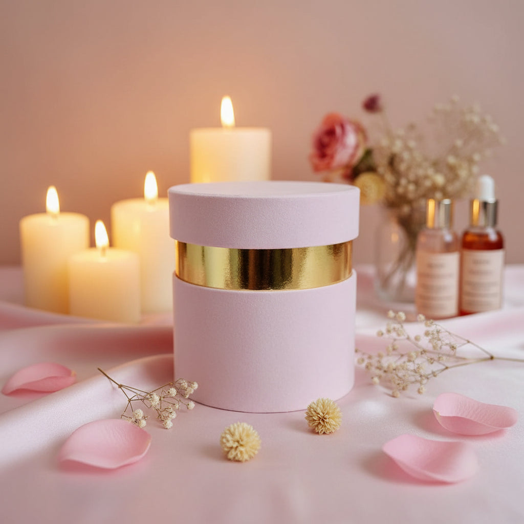 Scatole velluto con bordo oro ROSA CONFETTO