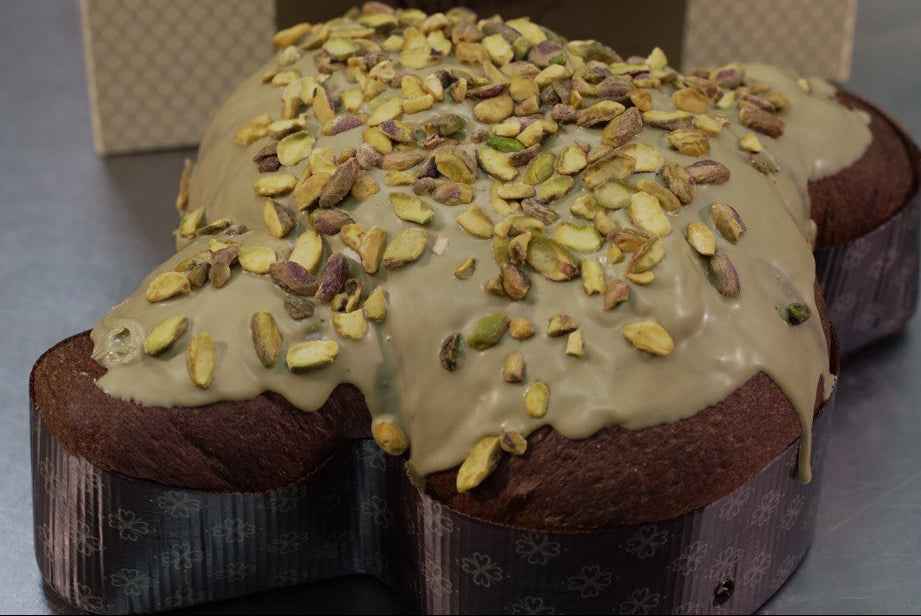 Colomba ROCHER ricoperta con Pistacchi Interi – Qualità Premium – artigianale a lievitazione naturale oltre 1,5kg (già farcita)