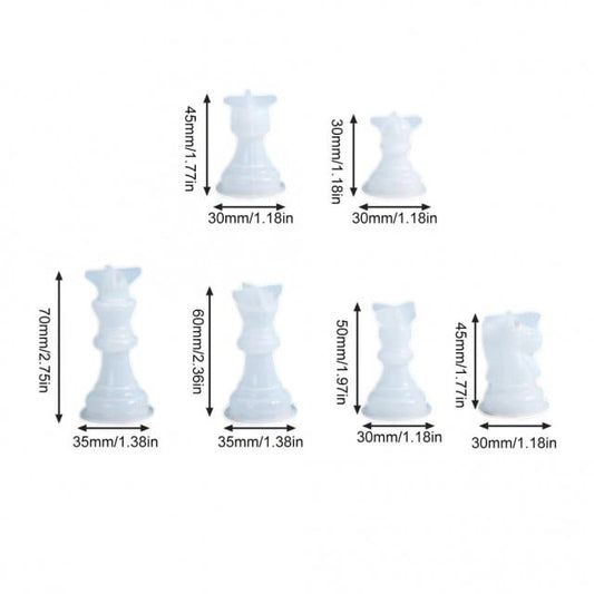 Complete 3D Chess Set with 28cm Fingerboard. Clear Resin Mold.