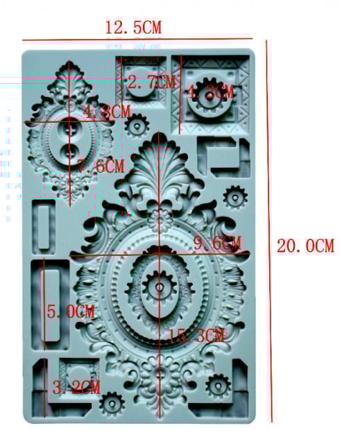 Grande Cornice Metallica decorata. Barocco Vintage. Stampo in silicone. Mechanical Frame Decorating Silicone Mold