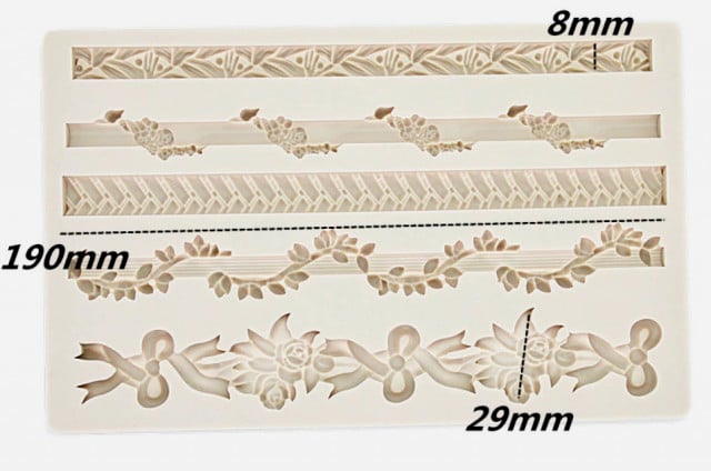 Splendido Bordo in 5 decorazioni Floreale. Grande stampo in silicone