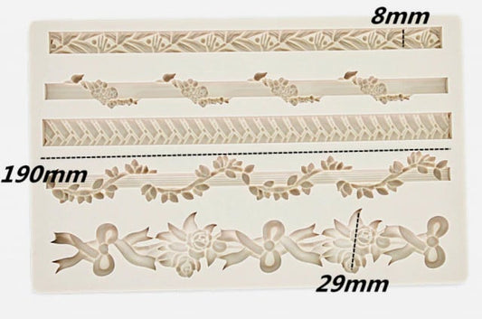 Splendido Bordo in 5 decorazioni Floreale. Grande stampo in silicone
