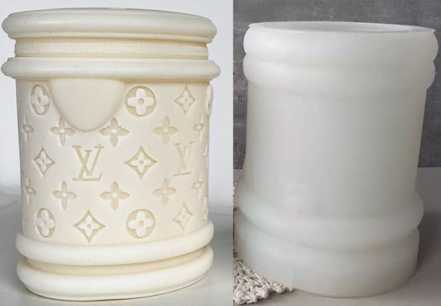 Cilindro griffato di 13 cm. Stampo in silicone per Candele e Saponi