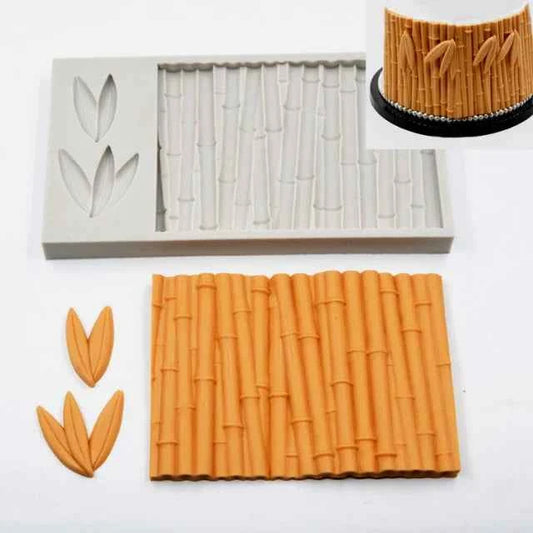 Bamboo venature Legno Steccato con foglie. Stampo in silicone