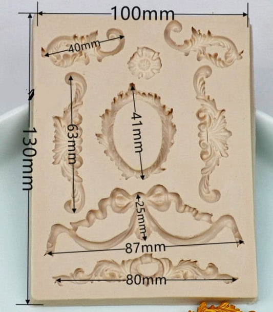 Barocco.8 Fantastiche decorazioni. Stampo in silicone