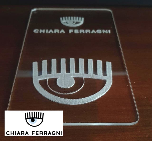 Chiara Ferragni and Eye logo. Large 17 x 10 cm embossed logo stamp.