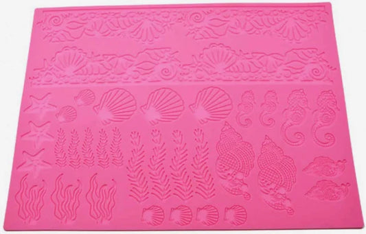 Grande Stampo Mare 40 x 30. Conchiglia Cavalluccio Stella Marina Alga