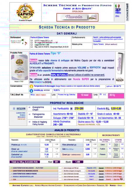 PETRA 5046. Farina per impasti pizza italiana lievitazioni brevi tipo 0. W 180-220