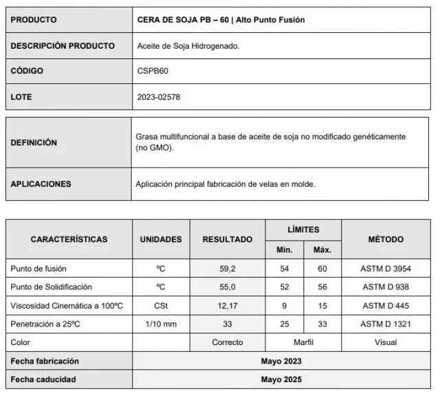 Stampi. PB60. Cera di Soia PILLAR per Candele