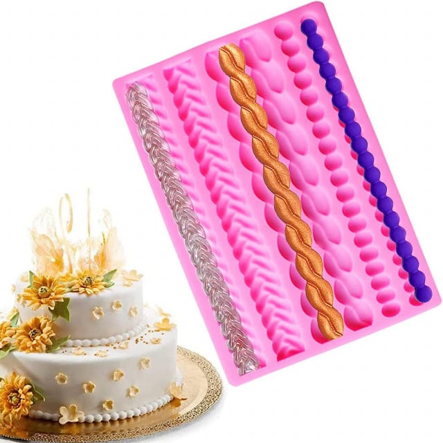 6-row Pearl and Embroidery Border Mold. Silicone mold.
