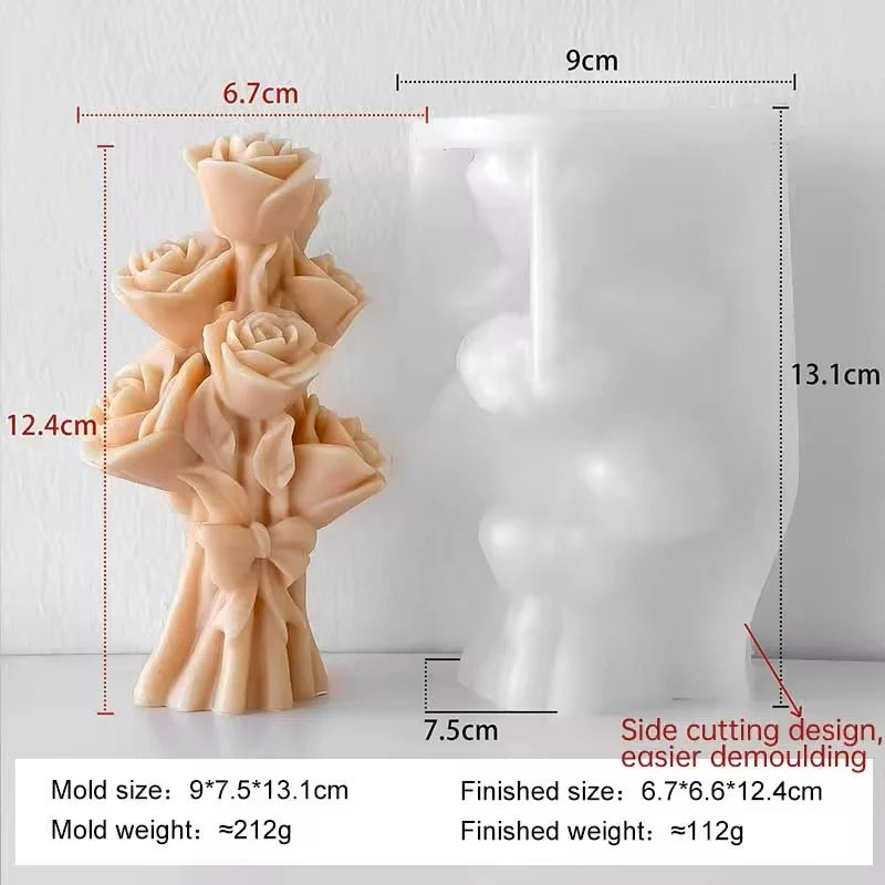 Elegante mazzo di Rose. Stampo in silicone anche per Candele e Saponi