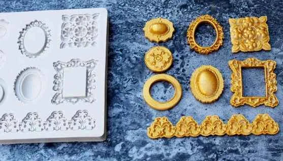 Grande Cornice venature in legno. Fantastico Stampo in silicone in alta definizione