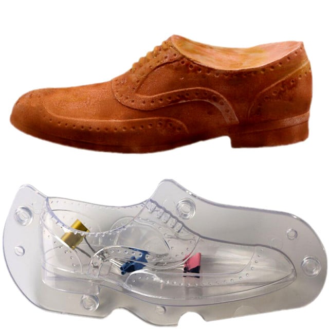 Elegant Men's Shoe. Double 3D Chocolate Mold in Rigid Polycarbonate.