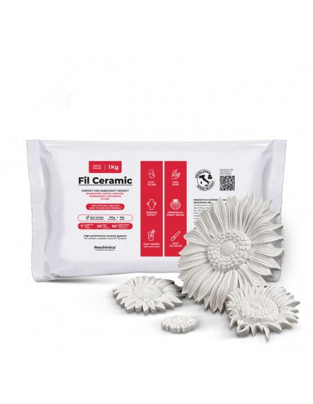 FIL CERAMIC - Polvere di gesso ceramico atossica bianca, per progetti hobbistici fai da te