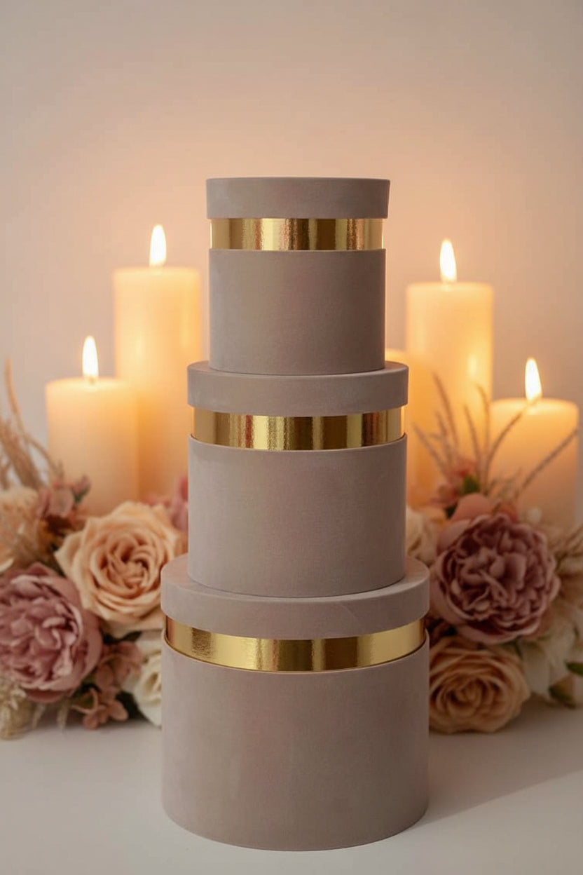 Scatole velluto con bordo oro BEIGE