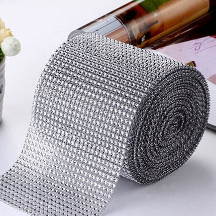 Argento. Bordo Strass Alto 10 cm con 24 file