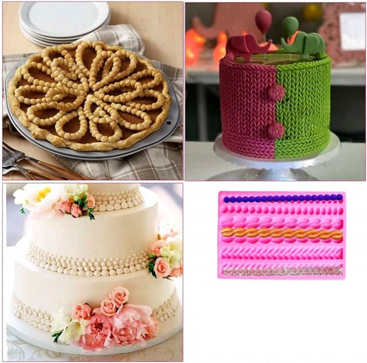 Stampo Bordo Perle e Ricami di 6 file. Stampo in silicone