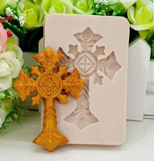Croci decorate. Stampo in silicone per realizzare 2 splendide Croci. Silikomart