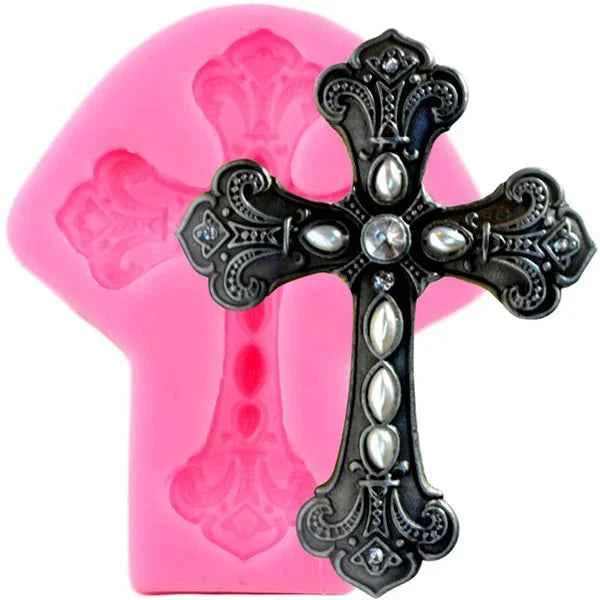 Croce decorata con Gesù. Stampo in silicone