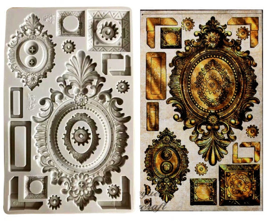 Grande Cornice Metallica decorata. Barocco Vintage. Stampo in silicone. Mechanical Frame Decorating Silicone Mold