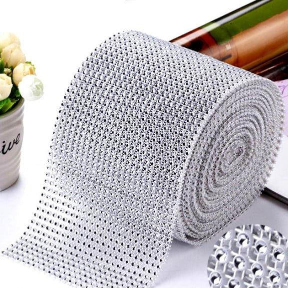 Argento. Bordo Strass Alto 10 cm con 24 file