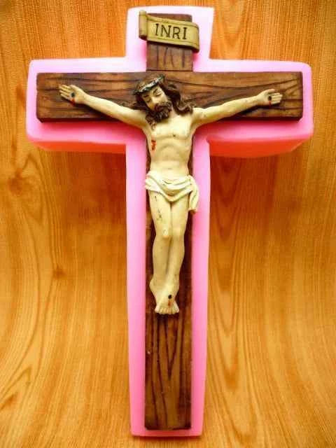 Grande Croce Barocca decorata di 17 x 13.5 cm. Stampo in silicone