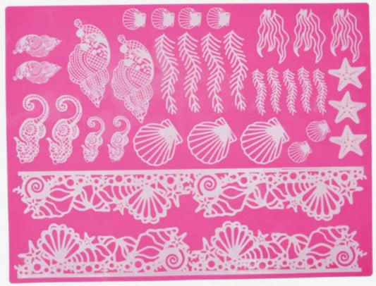 Grande Stampo Mare 40 x 30. Conchiglia Cavalluccio Stella Marina Alga