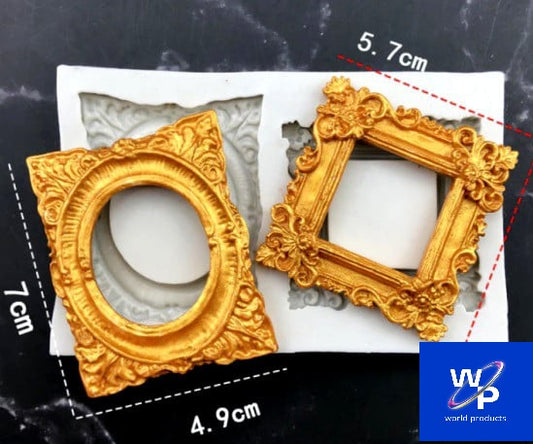 Grande doppia Cornice decorata Tonda e Quadrata. Barocco Vintage. Stampo in silicone