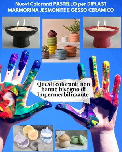 Coloranti per Bricolage. Colorano il Gesso, Marmorina, Diplast, Ceramic Lux, Jesmonite e Polvere di Ceramica. 20 ml