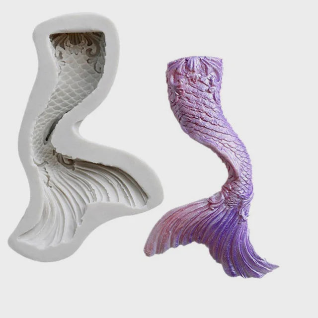 Grande Coda di Sirena Ondulata di 11.2 x 8 x 2 cm. Mare. Stampo silicone Sirenetta