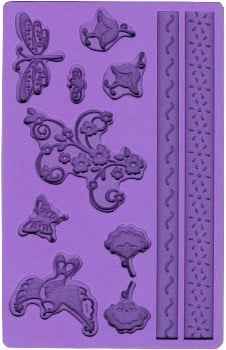 Colombe Farfalle Fiori e Boccioli più 2 bordure. Stampo in silicone.