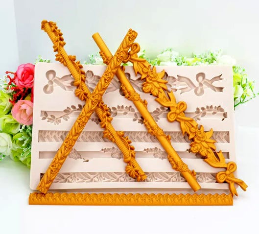 Splendido Bordo in 5 decorazioni Floreale. Grande stampo in silicone