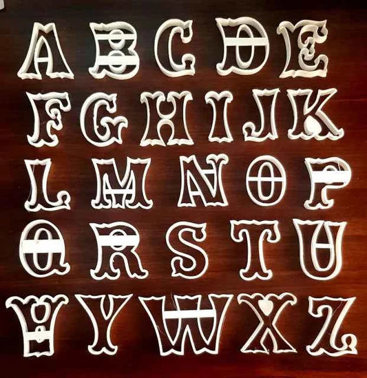 Cutter di 52 Lettere Maiuscole e Minuscole in Corsivo. Anche separatamente. Stampo Alfabeto