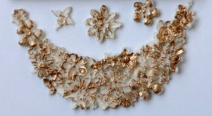 Flowers and Pearls. 12 cm Floral Necklace Border. Silicone Mold.