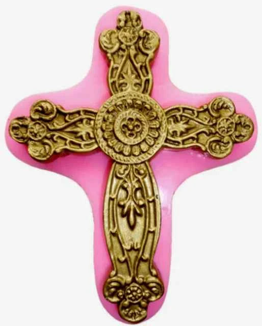 Croce Barocca decorata. Baroque Cross Silicone Molds Relief. Stampo in silicone