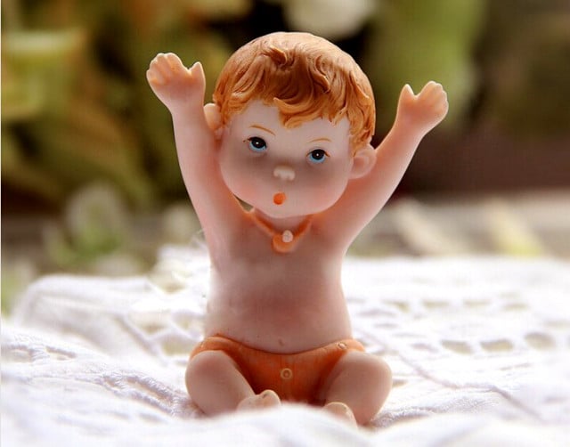 Newborn Baby with Arms Up. High-Definition Silicone Mold