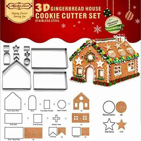 Casetta Natale Gingerbread 3/D. Set di 18 Stampi