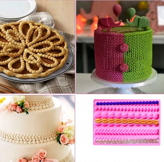 6-row Pearl and Embroidery Border Mold. Silicone mold.