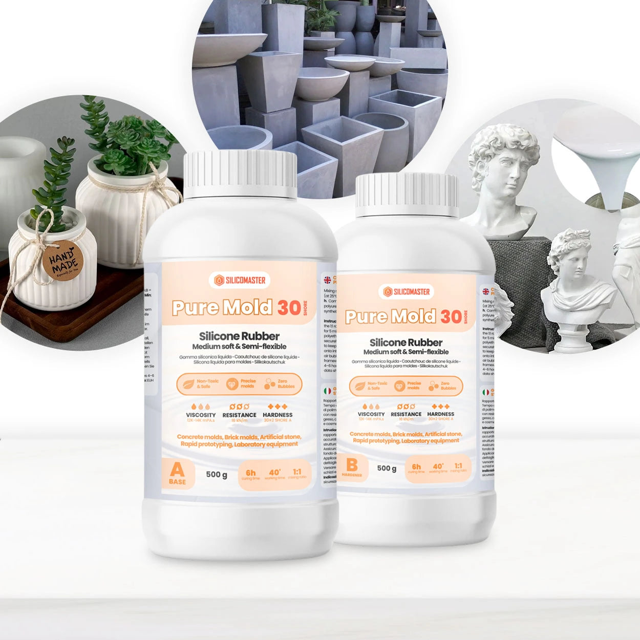Pure Mold 30 – Silicone ideale per stampi in cemento, gesso, malta e pietre decorative