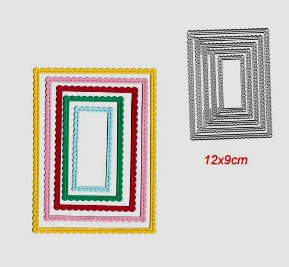 Cornice Decorata Rettangolare. 5 Fustelle sottili metalliche per Scrapbooking