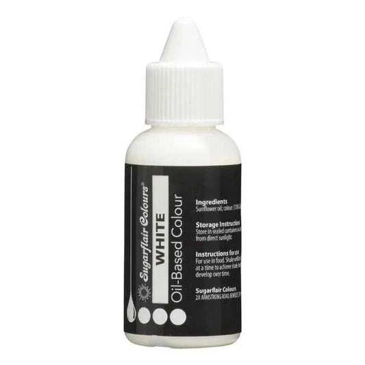 Bianco. Colorante a base Olio per Cioccolato, Crema al burro, Pasta di Zucchero e Panna. 30 ml. Sugarflair
