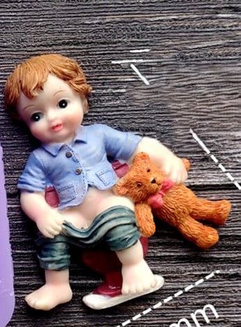 Bambino in Bagno con Orsetto. Stampo in silicone