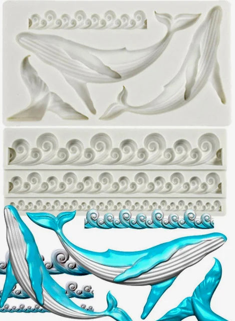 Balena e 4 Onde Mare. Stampo silicone