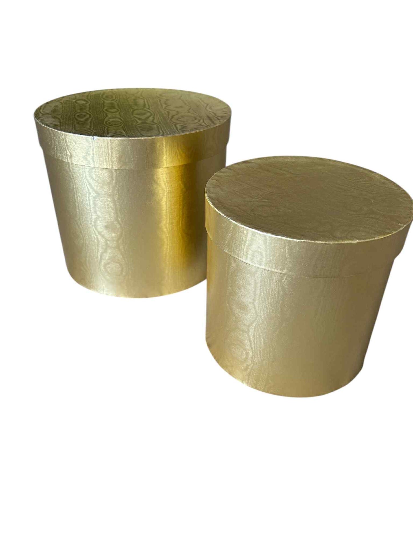 scatole tonde color oro effetto legno – set composto da 2 scatole in 2 diverse dimensioni