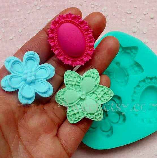 Stampo in silicone Fiori e Cameo.
